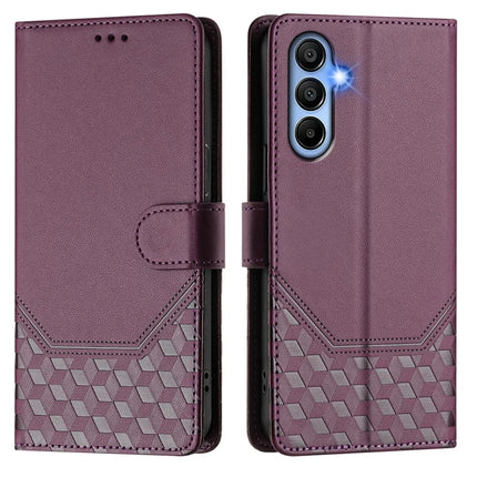 For Samsung Galaxy A06 Case Imprinted Honeycomb RFID Blocking Leather Phone Cover with Strap