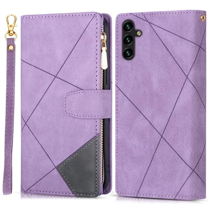 For Samsung Galaxy A16 4G / 5G Wallet Case Color Splicing Leather Phone Cover with Stand - Purple