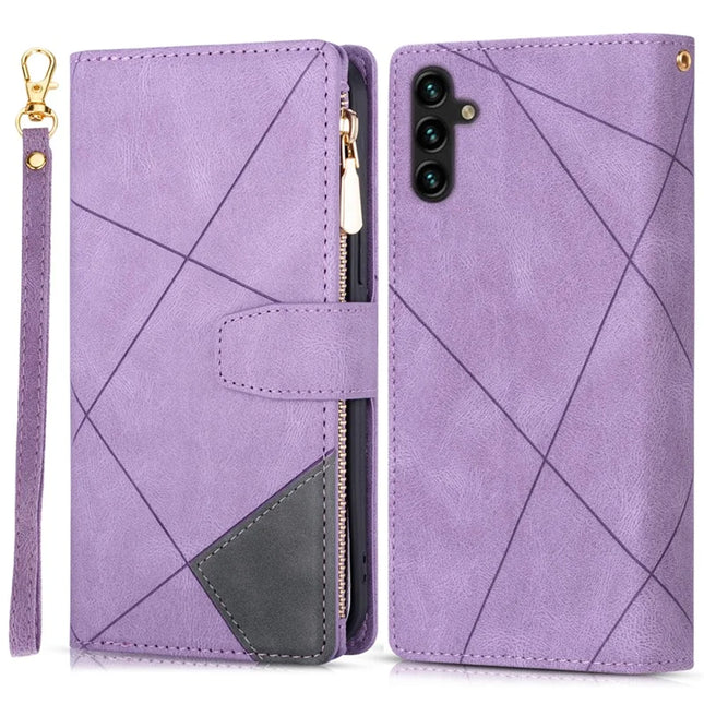 For Samsung Galaxy A16 4G / 5G Wallet Case Color Splicing Leather Phone Cover with Stand - Purple