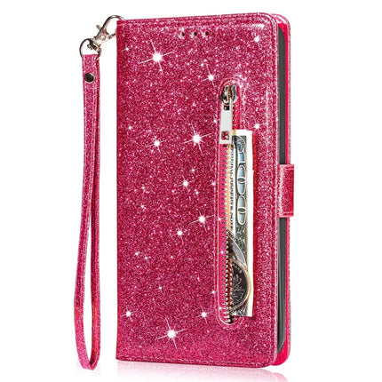 For Samsung Galaxy A16 5G  /  4G Stand Case Glitter Phone Leather Cover Zipper Pocket