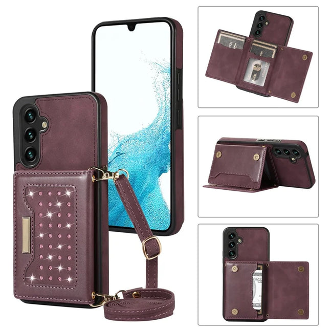 For Samsung Galaxy A16 5G  /  4G Case Wallet RFID Blocking TPU Leather Phone Cover with Lanyard - Red