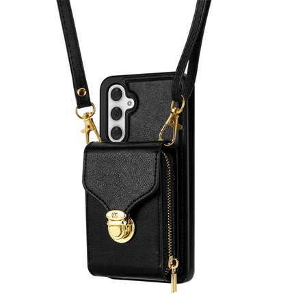 For Samsung Galaxy A16 5G  /  4G Case Zipper Wallet Leather+TPU Phone Cover with Strap