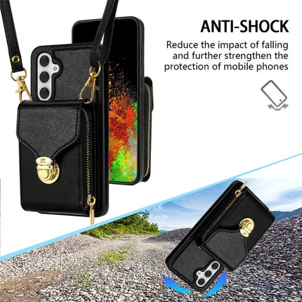For Samsung Galaxy A16 5G  /  4G Case Zipper Wallet Leather+TPU Phone Cover with Strap