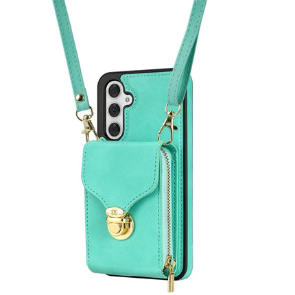 For Samsung Galaxy A16 5G  /  4G Case Zipper Wallet Leather+TPU Phone Cover with Strap