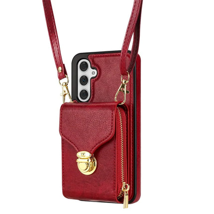For Samsung Galaxy A16 5G  /  4G Case Zipper Wallet Leather+TPU Phone Cover with Strap