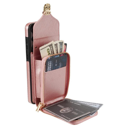 For Samsung Galaxy A16 5G  /  4G Case Zipper Wallet Leather+TPU Phone Cover with Strap