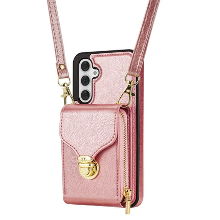 For Samsung Galaxy A16 5G  /  4G Case Zipper Wallet Leather+TPU Phone Cover with Strap