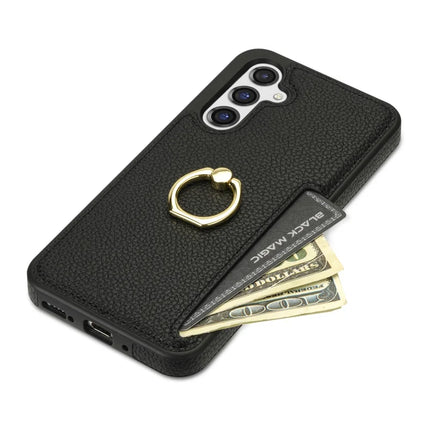 For Samsung Galaxy A16 4G / 5G Case Ring Kickstand PU+TPU Card Holder Phone Cover