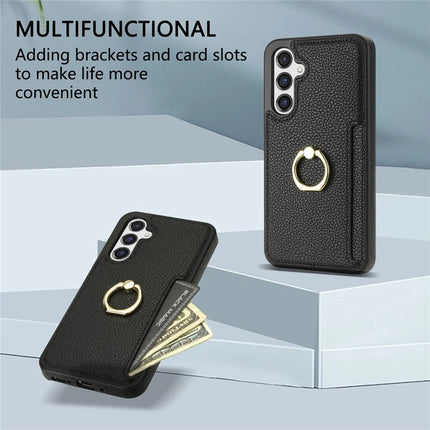 For Samsung Galaxy A16 4G / 5G Case Ring Kickstand PU+TPU Card Holder Phone Cover