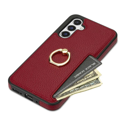 For Samsung Galaxy A16 4G / 5G Case Ring Kickstand PU+TPU Card Holder Phone Cover