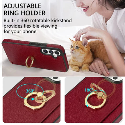 For Samsung Galaxy A16 4G / 5G Case Ring Kickstand PU+TPU Card Holder Phone Cover