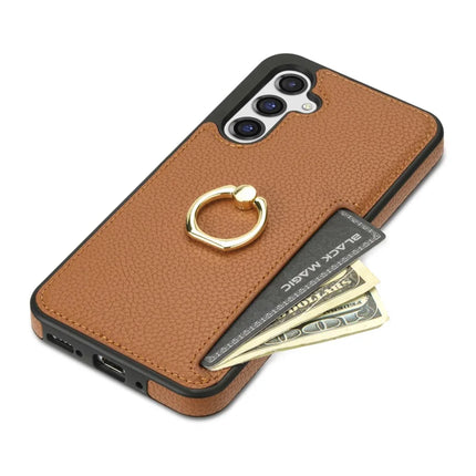 For Samsung Galaxy A16 4G / 5G Case Ring Kickstand PU+TPU Card Holder Phone Cover