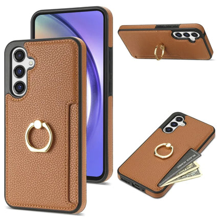 For Samsung Galaxy A16 4G / 5G Case Ring Kickstand PU+TPU Card Holder Phone Cover
