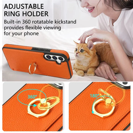 For Samsung Galaxy A16 4G / 5G Case Ring Kickstand PU+TPU Card Holder Phone Cover