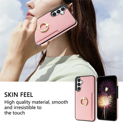 For Samsung Galaxy A16 4G / 5G Case Ring Kickstand PU+TPU Card Holder Phone Cover