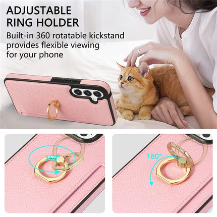 For Samsung Galaxy A16 4G / 5G Case Ring Kickstand PU+TPU Card Holder Phone Cover