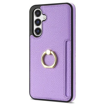 For Samsung Galaxy A16 4G / 5G Case Ring Kickstand PU+TPU Card Holder Phone Cover - Purple