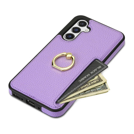 For Samsung Galaxy A16 4G / 5G Case Ring Kickstand PU+TPU Card Holder Phone Cover