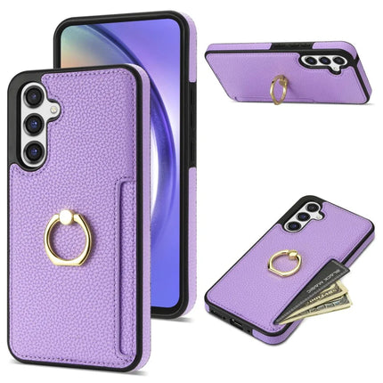 For Samsung Galaxy A16 4G / 5G Case Ring Kickstand PU+TPU Card Holder Phone Cover