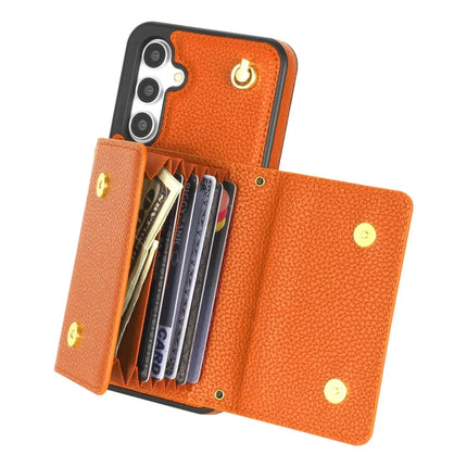For Samsung Galaxy A16 4G / 5G Case Card Slots PU+TPU Cell Phone Cover with Long Strap