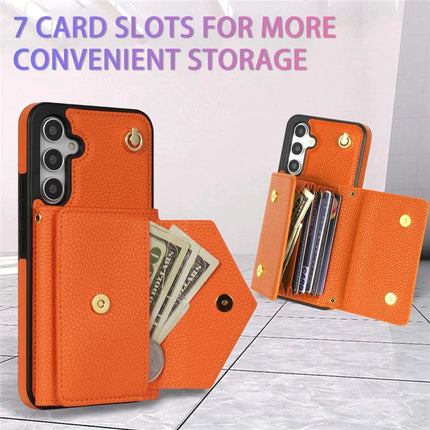For Samsung Galaxy A16 4G / 5G Case Card Slots PU+TPU Cell Phone Cover with Long Strap