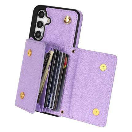 For Samsung Galaxy A16 4G / 5G Case Card Slots PU+TPU Cell Phone Cover with Long Strap
