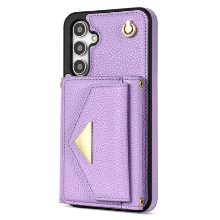 For Samsung Galaxy A16 4G / 5G Case Card Slots PU+TPU Cell Phone Cover with Long Strap
