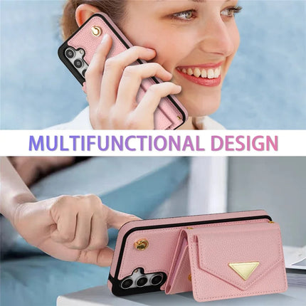 For Samsung Galaxy A16 4G / 5G Case Card Slots PU+TPU Cell Phone Cover with Long Strap