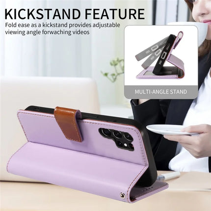 For Samsung Galaxy S23 Ultra Case RFID Blocking PU Leather Wallet Flip Phone Cover with Wrist Strap