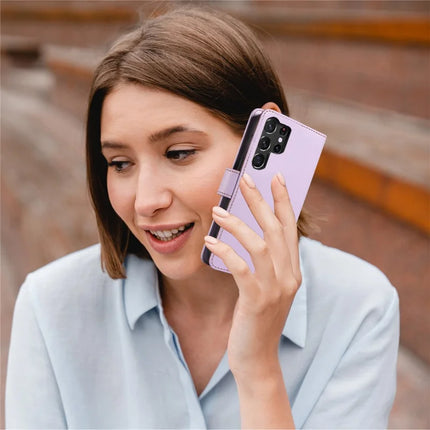 For Samsung Galaxy S23 Ultra Case RFID Blocking PU Leather Wallet Flip Phone Cover with Wrist Strap