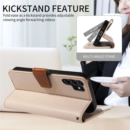 For Samsung Galaxy S23 Ultra Case RFID Blocking PU Leather Wallet Flip Phone Cover with Wrist Strap