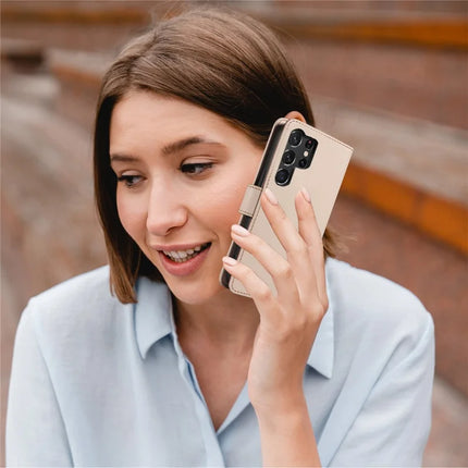 For Samsung Galaxy S23 Ultra Case RFID Blocking PU Leather Wallet Flip Phone Cover with Wrist Strap