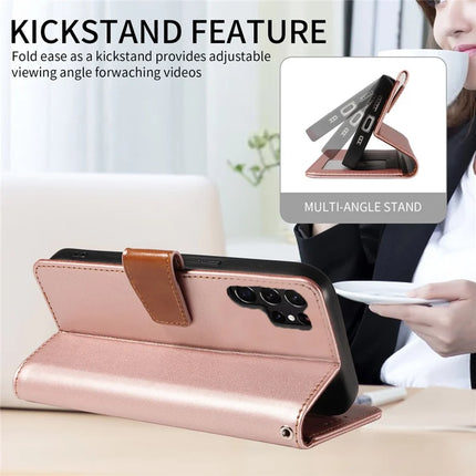For Samsung Galaxy S23 Ultra Case RFID Blocking PU Leather Wallet Flip Phone Cover with Wrist Strap