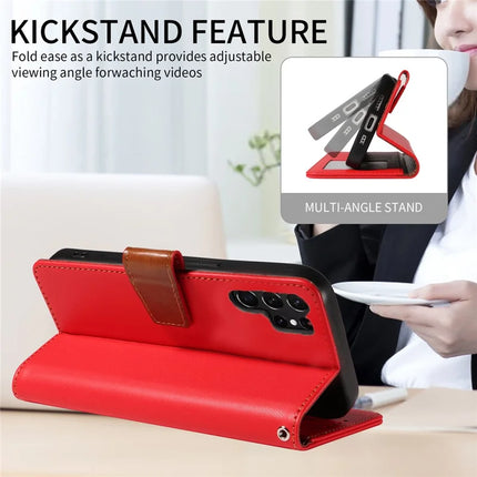 For Samsung Galaxy S23 Ultra Case RFID Blocking PU Leather Wallet Flip Phone Cover with Wrist Strap