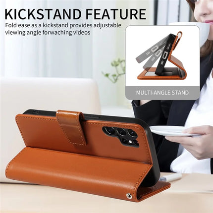 For Samsung Galaxy S23 Ultra Case RFID Blocking PU Leather Wallet Flip Phone Cover with Wrist Strap