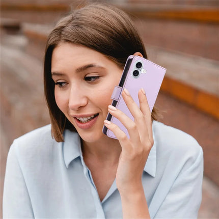 For iPhone 16 Plus Case RFID Blocking PU Leather Wallet Flip Phone Cover with Wrist Strap