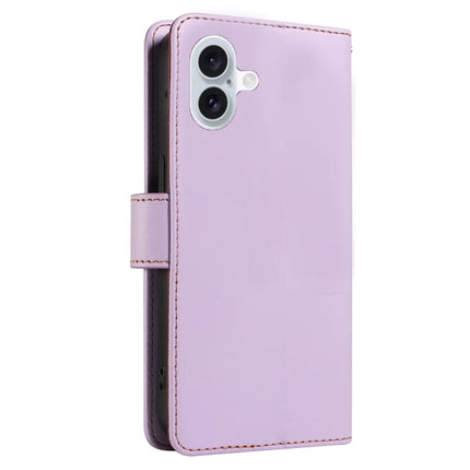 For iPhone 16 Plus Case RFID Blocking PU Leather Wallet Flip Phone Cover with Wrist Strap