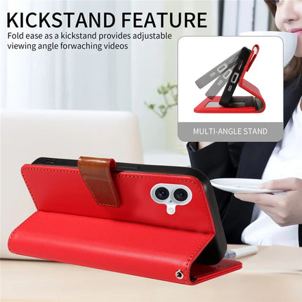 For iPhone 16 Plus Case RFID Blocking PU Leather Wallet Flip Phone Cover with Wrist Strap