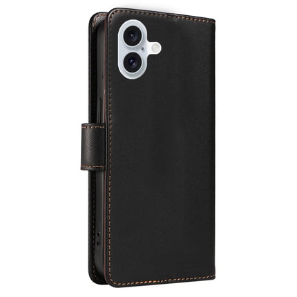 For iPhone 16 Plus Case RFID Blocking PU Leather Wallet Flip Phone Cover with Wrist Strap