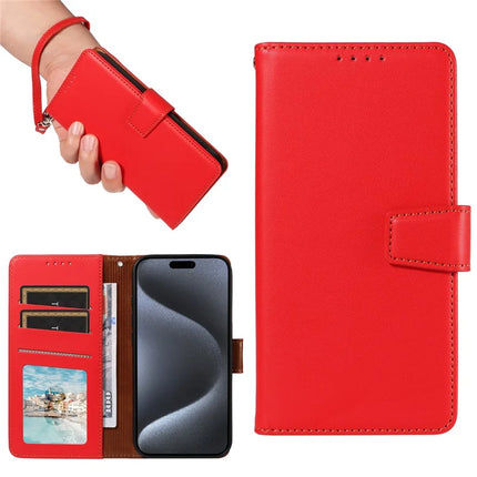 For iPhone 16 Pro Case RFID Blocking PU Leather Wallet Flip Phone Cover with Wrist Strap