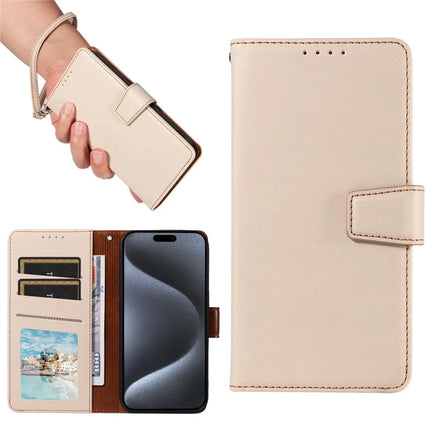 For iPhone 16 Pro Case RFID Blocking PU Leather Wallet Flip Phone Cover with Wrist Strap