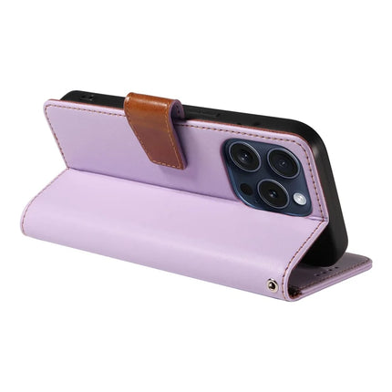 For iPhone 16 Pro Max Case RFID Blocking PU Leather Wallet Flip Phone Cover with Wrist Strap