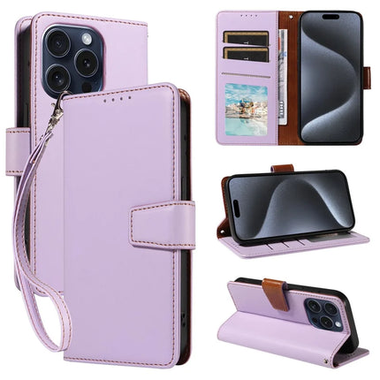 For iPhone 16 Pro Max Case RFID Blocking PU Leather Wallet Flip Phone Cover with Wrist Strap