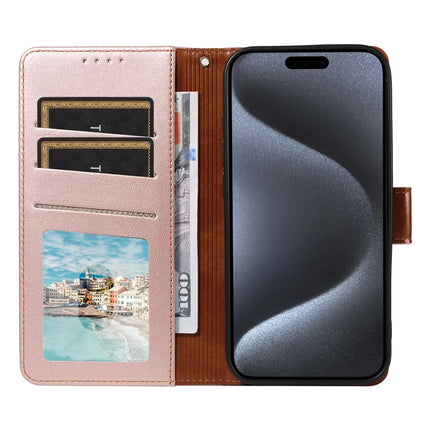 For iPhone 16 Pro Max Case RFID Blocking PU Leather Wallet Flip Phone Cover with Wrist Strap