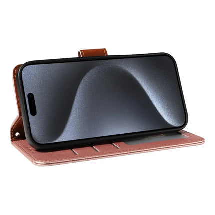 For iPhone 16 Pro Max Case RFID Blocking PU Leather Wallet Flip Phone Cover with Wrist Strap
