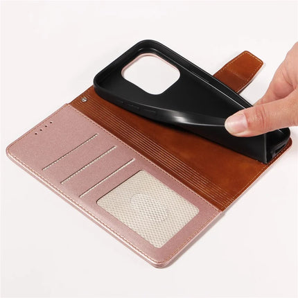 For iPhone 16 Pro Max Case RFID Blocking PU Leather Wallet Flip Phone Cover with Wrist Strap