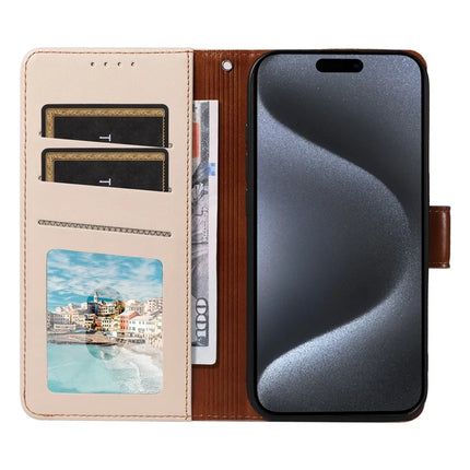 For iPhone 16 Pro Max Case RFID Blocking PU Leather Wallet Flip Phone Cover with Wrist Strap