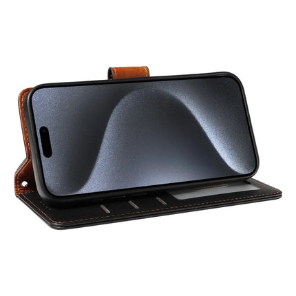 For iPhone 16 Pro Max Case RFID Blocking PU Leather Wallet Flip Phone Cover with Wrist Strap
