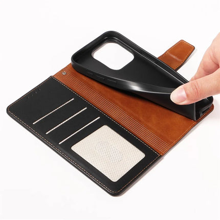 For iPhone 16 Pro Max Case RFID Blocking PU Leather Wallet Flip Phone Cover with Wrist Strap