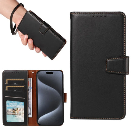 For iPhone 16 Pro Max Case RFID Blocking PU Leather Wallet Flip Phone Cover with Wrist Strap